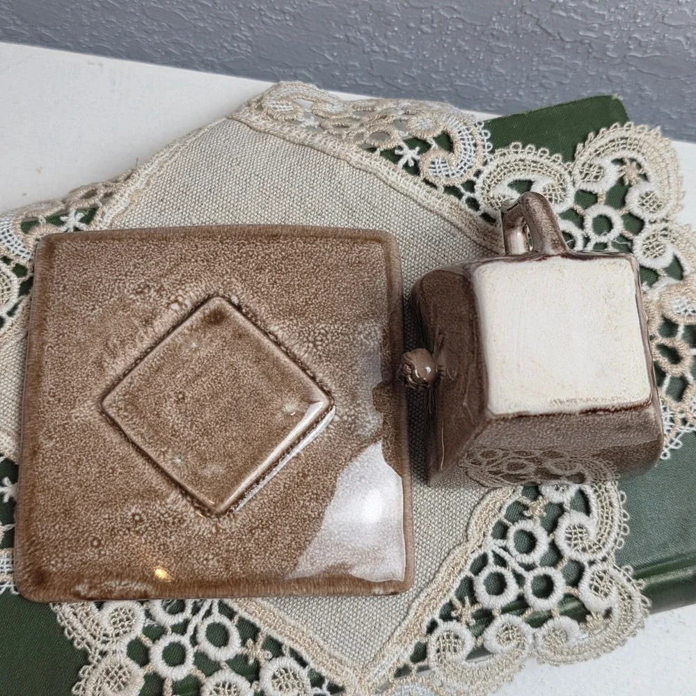 CLEARANCE 💲6️⃣ Mini Rustic Ceramic‎ Pinecone Cup Saucer Cabincore